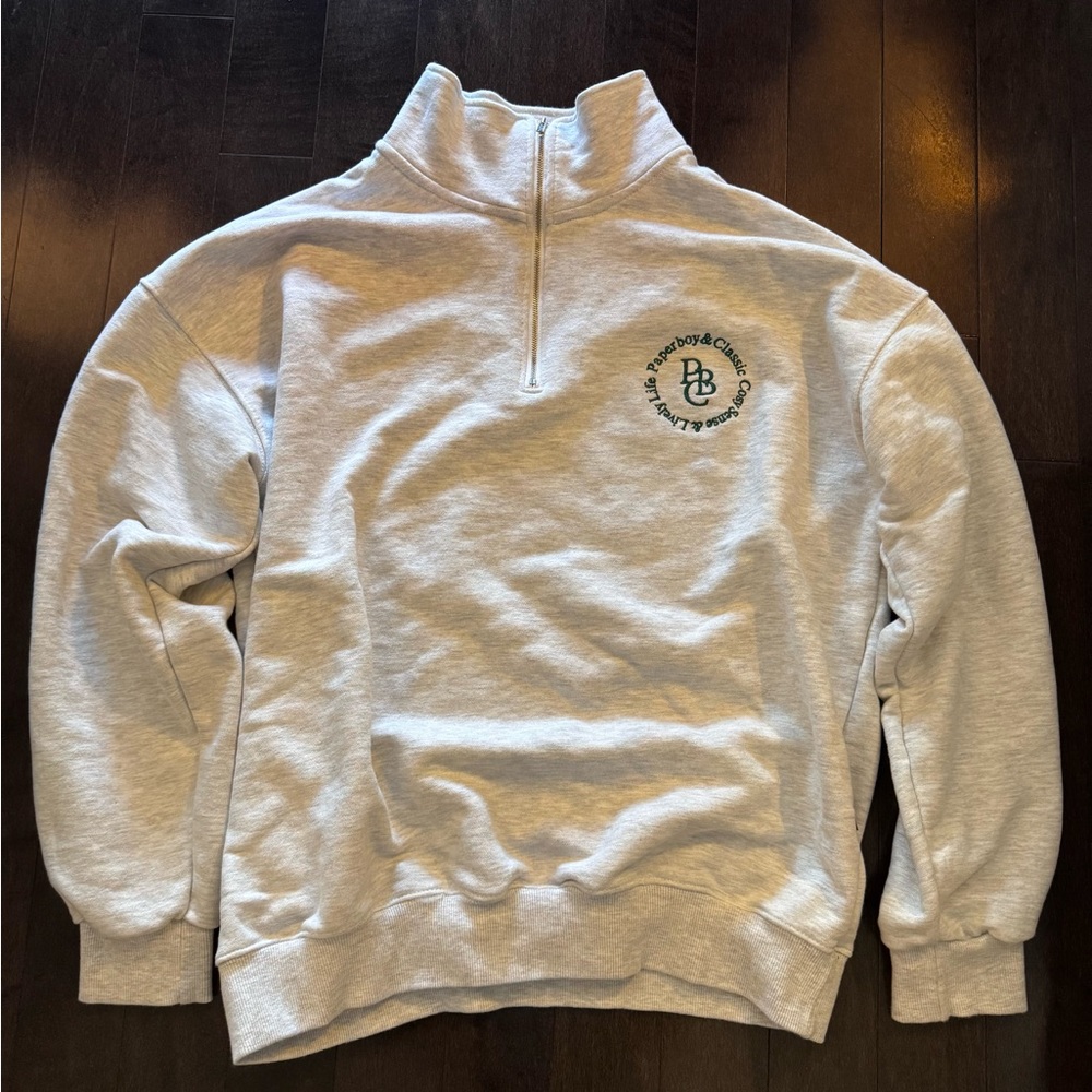 Paperboy Unisex Gray Quarter-Zip Sweater